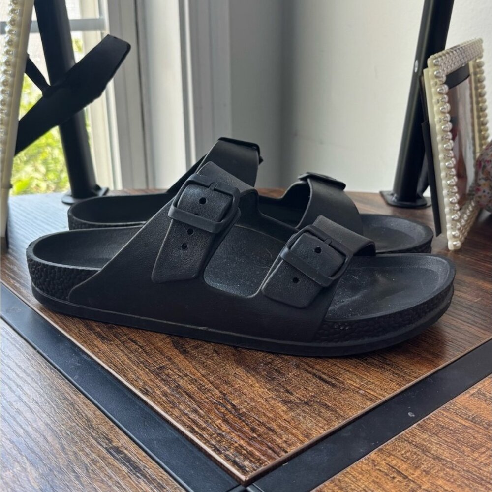 Black Sandals with Buckle Straps - Originally 20.00